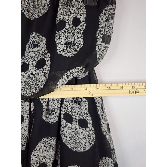 Lipstick Romper Womens Medium Black White Skull Pattern with Lining & String Tie - Picture 5 of 9